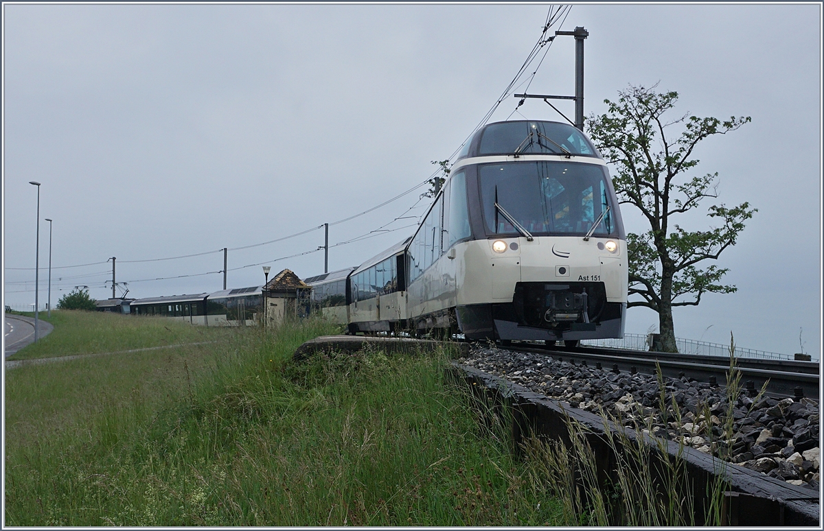 The MOB Ast 151 and the Ge 4/4 8004 with a Panoramic Express on the way to Zweisimmen by Châtelard VD.

15.05.2020