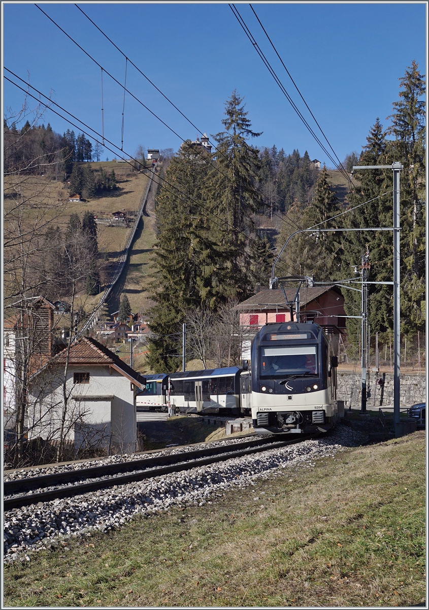 The MOB Be 4/4 9204  Alpina  with a serivce from Montreux to Zweisimmen. 

28.01.2024