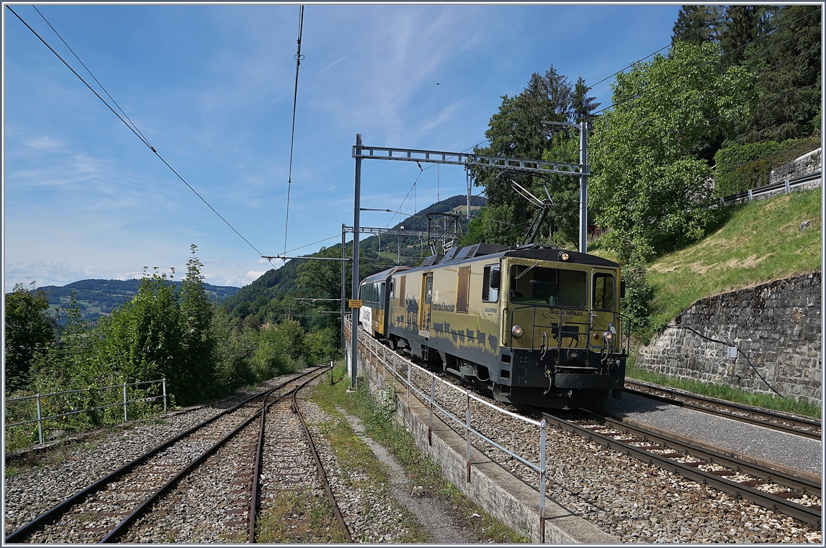 The MOB GDe 4/4 6003 with his Panoramic Express Service is arriving at Chamby. 

25.07.2020 