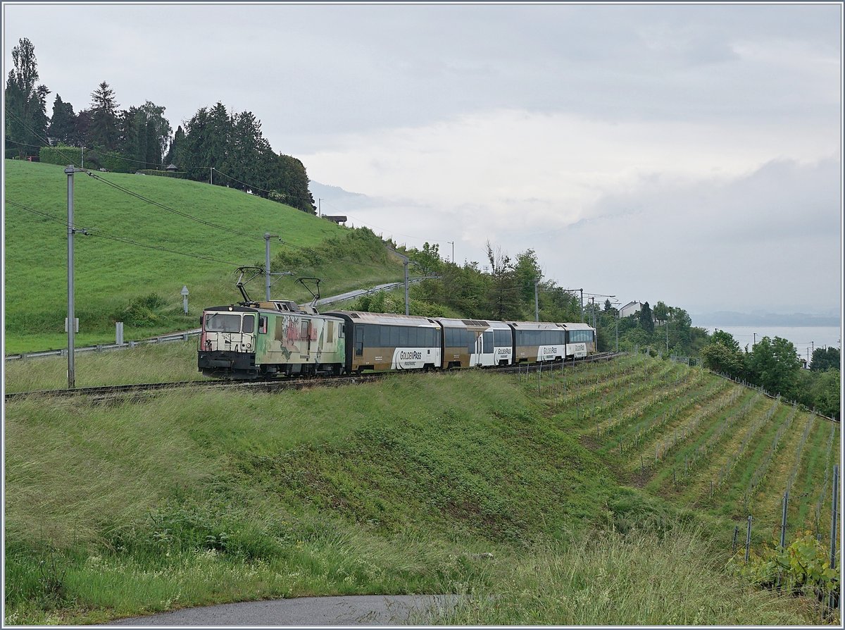 The MOB GDe 4/4 6006 with a MOB Panoramic Express on the way to Zweisimmen by Planchamp,

13.05.2020