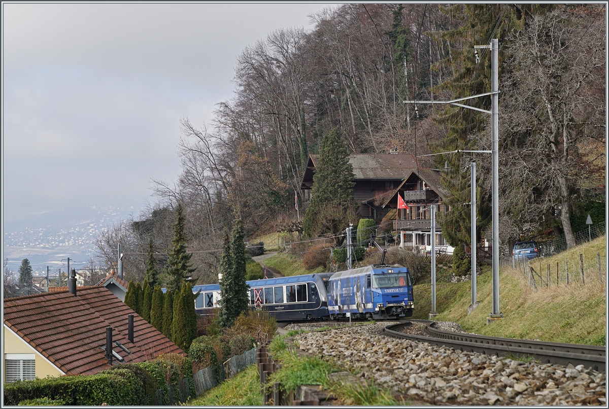 The MOB Ge 4/4 8001 is near Chernez with her Golden Pass Express GPX on the journey from Montreux to Interlaken Ost. In Zweisimmen the train will be re-gauged and a BLS Re 465 will replace the narrow-gauge locomotive.

Dec 17, 2023