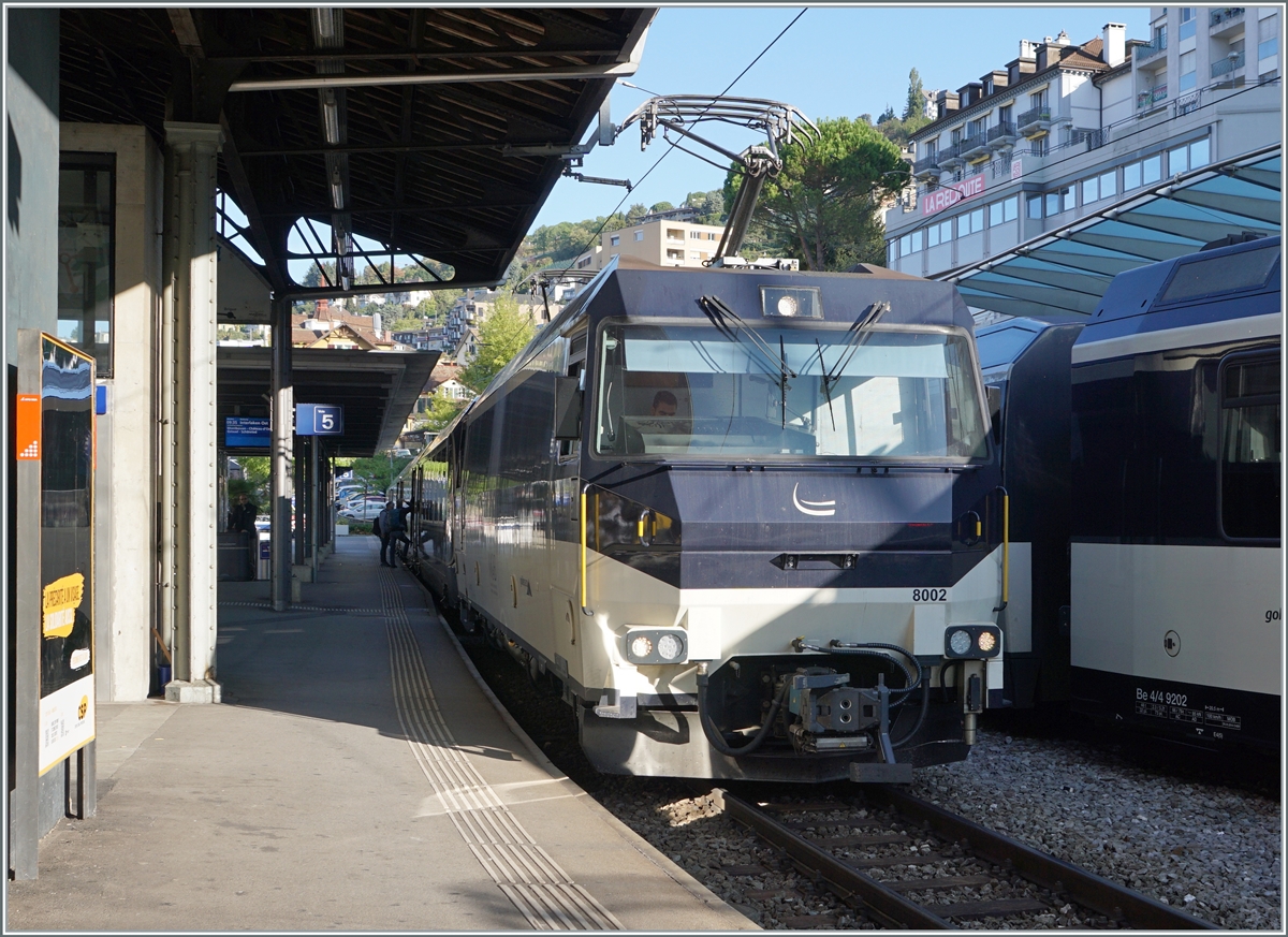 The MOB Ge 4/4 8002 is waiting in Montreux with its GPX 4068 to Interlaken Ost for its imminent departure.

September 27, 2023