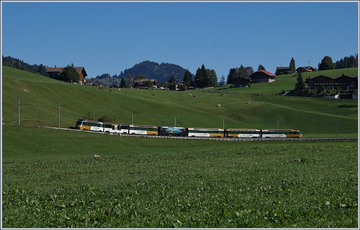 The MOB Panoramic Express 3118 from Montreux to Zweisimmen by Schönried.
30.09.2016