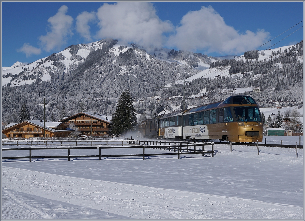 The MOB Panoramic Express from Montreux to Zweisimmen between Saanen and Gstaad.
02.02.2018