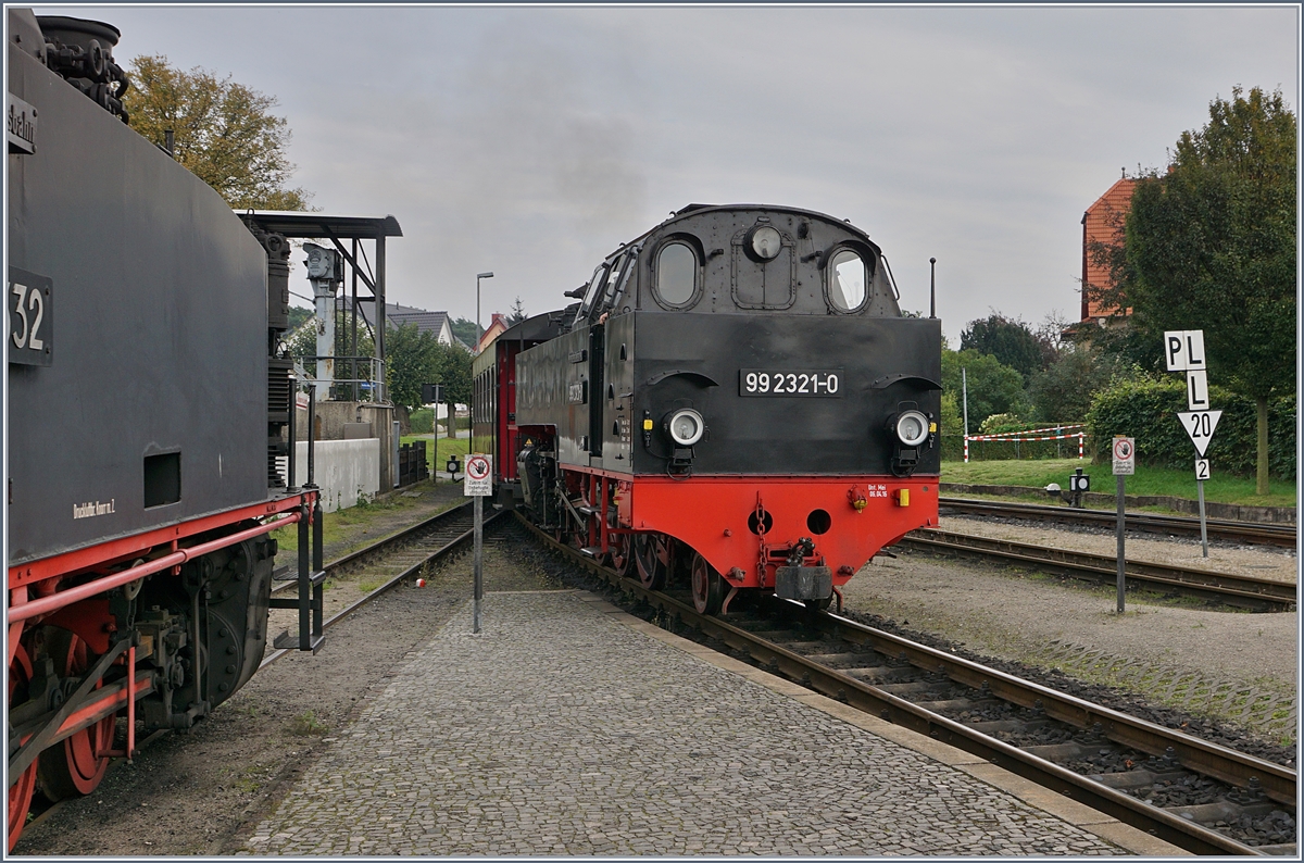 The Molli 99 2321-0 is arriving with his local service in Kühlungsborn West. 
28.09.2017