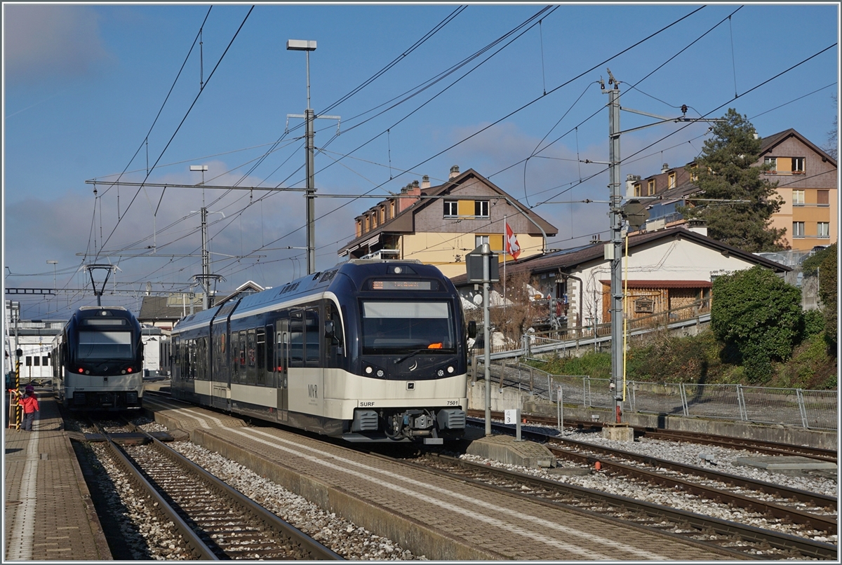 The MVR regional trains Montreux - Les Avants and Les Avants - Montreux intersect in Chernex. The CEV MVR ABeh 2/6 series 7500 are used.

Dec 17, 2023