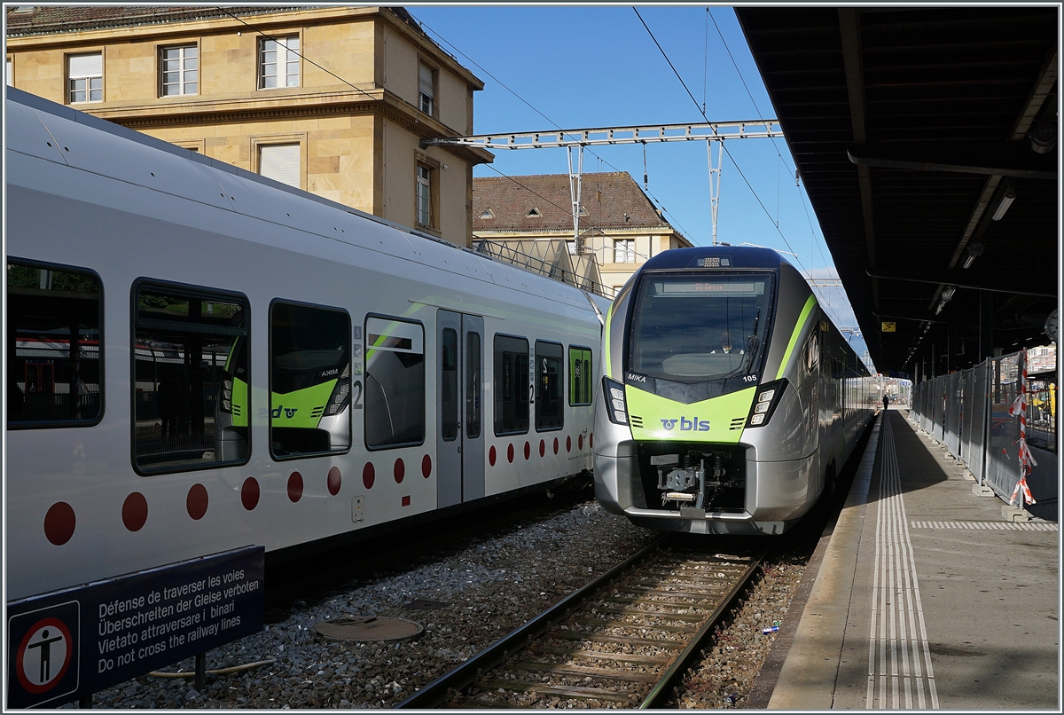 The new BLS Mika RABe 528 105 in Neuchâtel.

06.06.2021