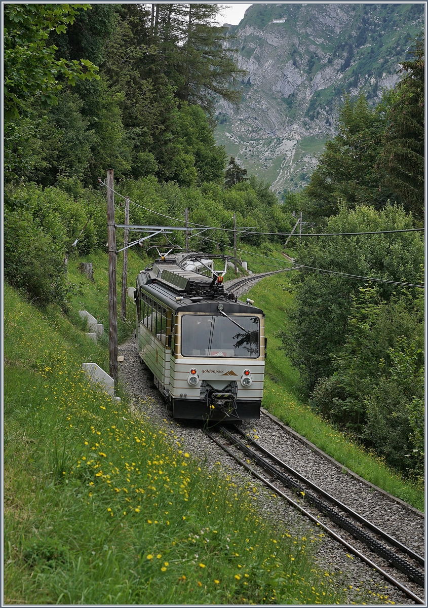 The Rochers de Naye Be 4/8 304 and 305 on the way to the summit by Caux. 

24.07.2020