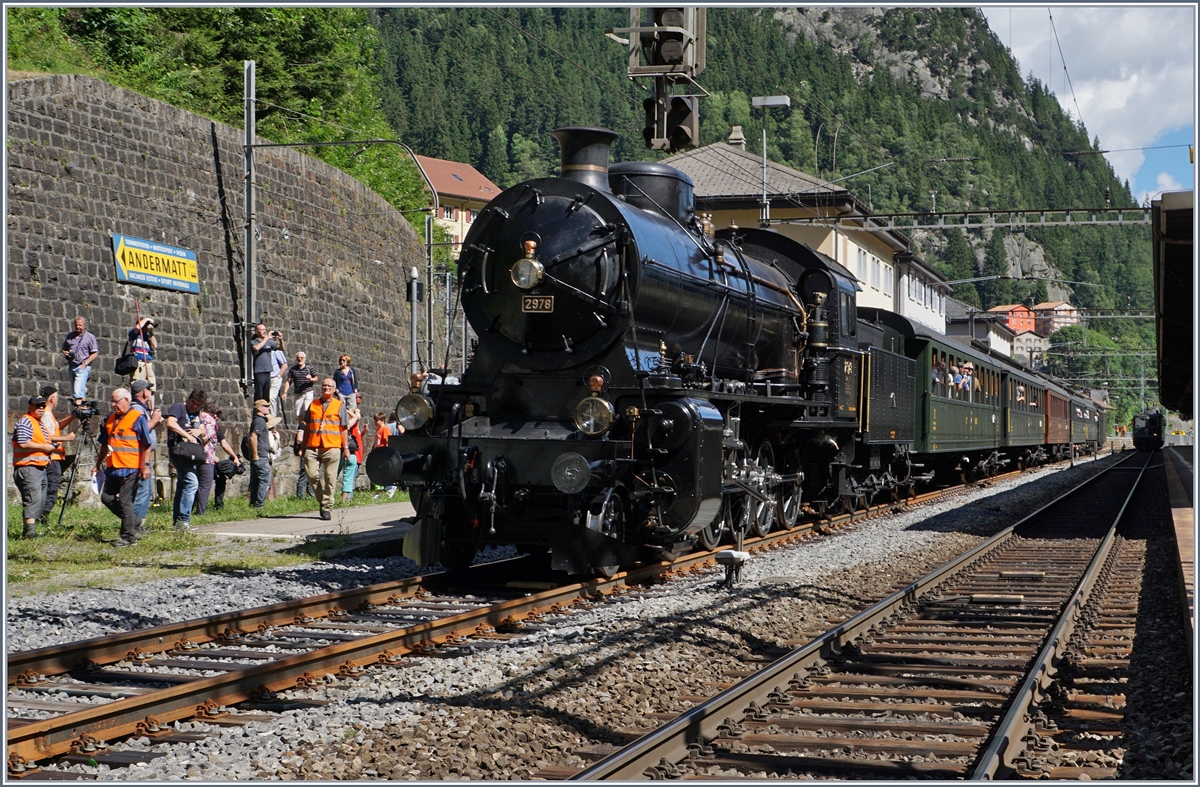 The SBB C 5/6 2978  The Elephant  in Göschenen (Gotthard Line).
28.07.2016