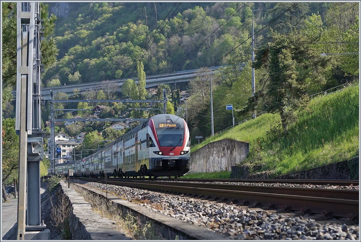 The SBB CFF RABe 511 116 and an other one on the way to St Maurice near Villeneuve.

16.04.2020