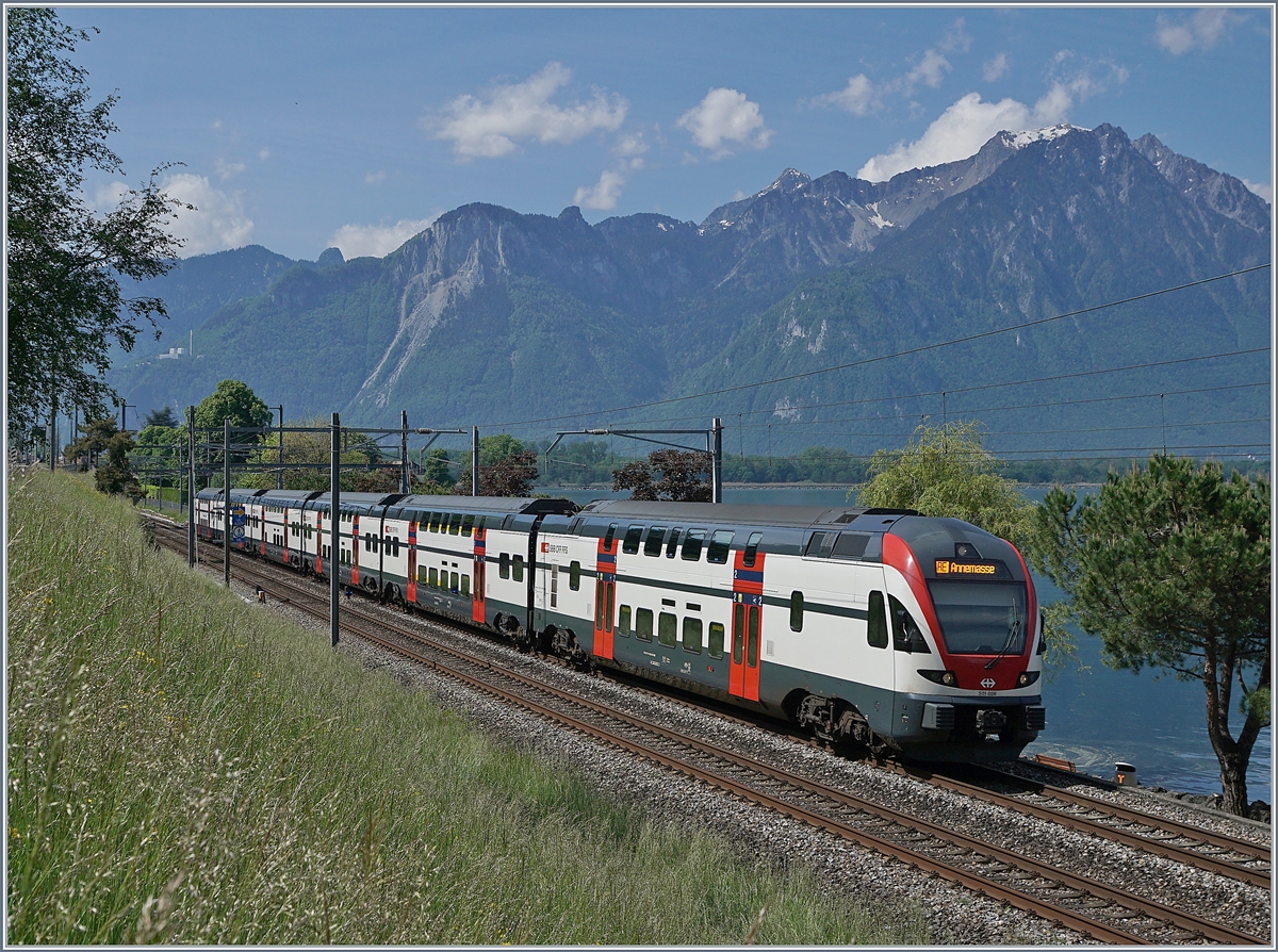 The SBB RABe 511 026 near Villeneuve is the RE service from St Maurice to Annemasse.

08.05.2020