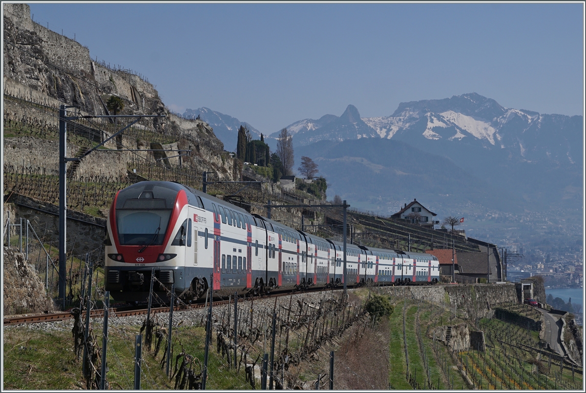 The SBB RABe 511 026 is the IR 30719 on the way from Genève Aérport to Brig between Chexbres and Vevey over St-Saphorin.

20.03.2022