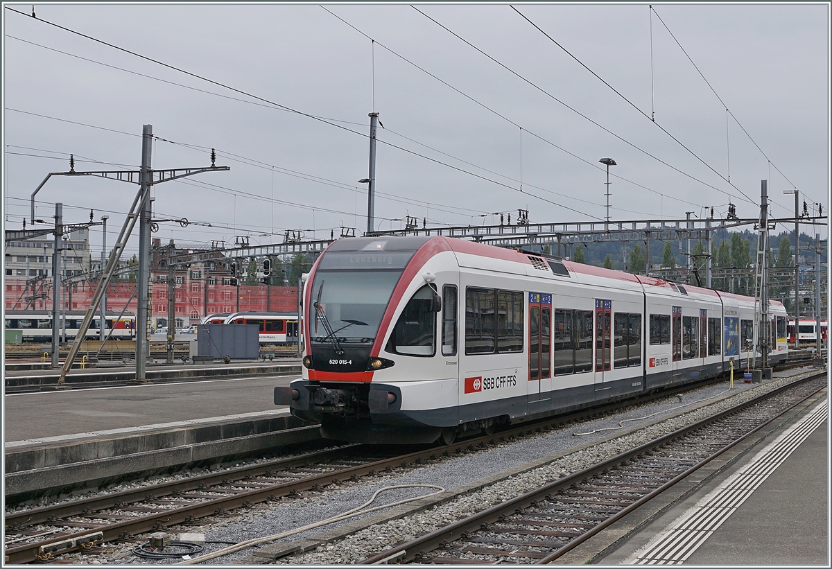 The SBB RABe 520 015-8 is arriving at Luzern. 

30.09.2020