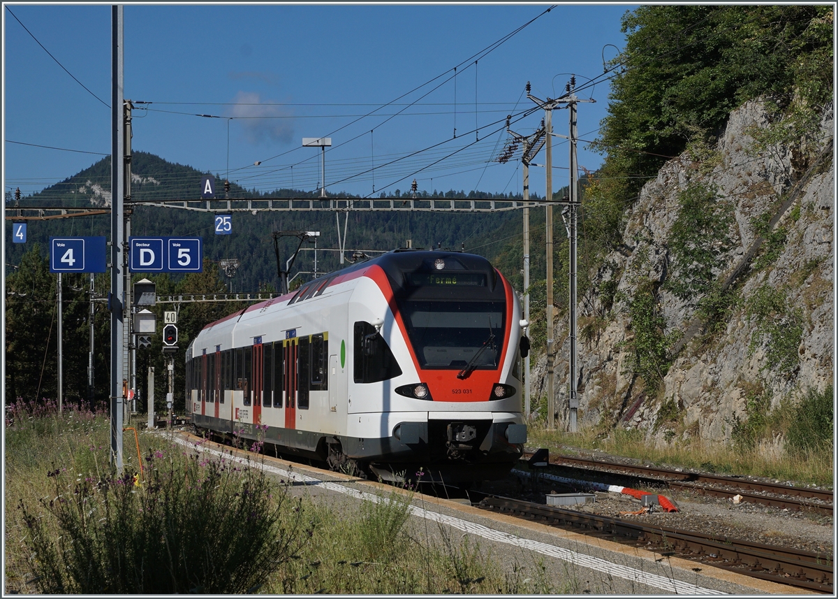 The SBB RABe 523 021 in Vallorbe. 

21.07.2022