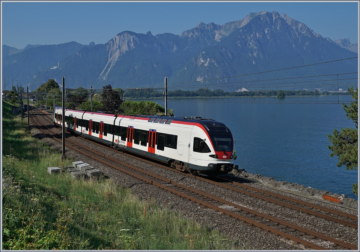 The SBB RABe 523 059 near Villeneuve on the way to Allaman.
03.08.2018