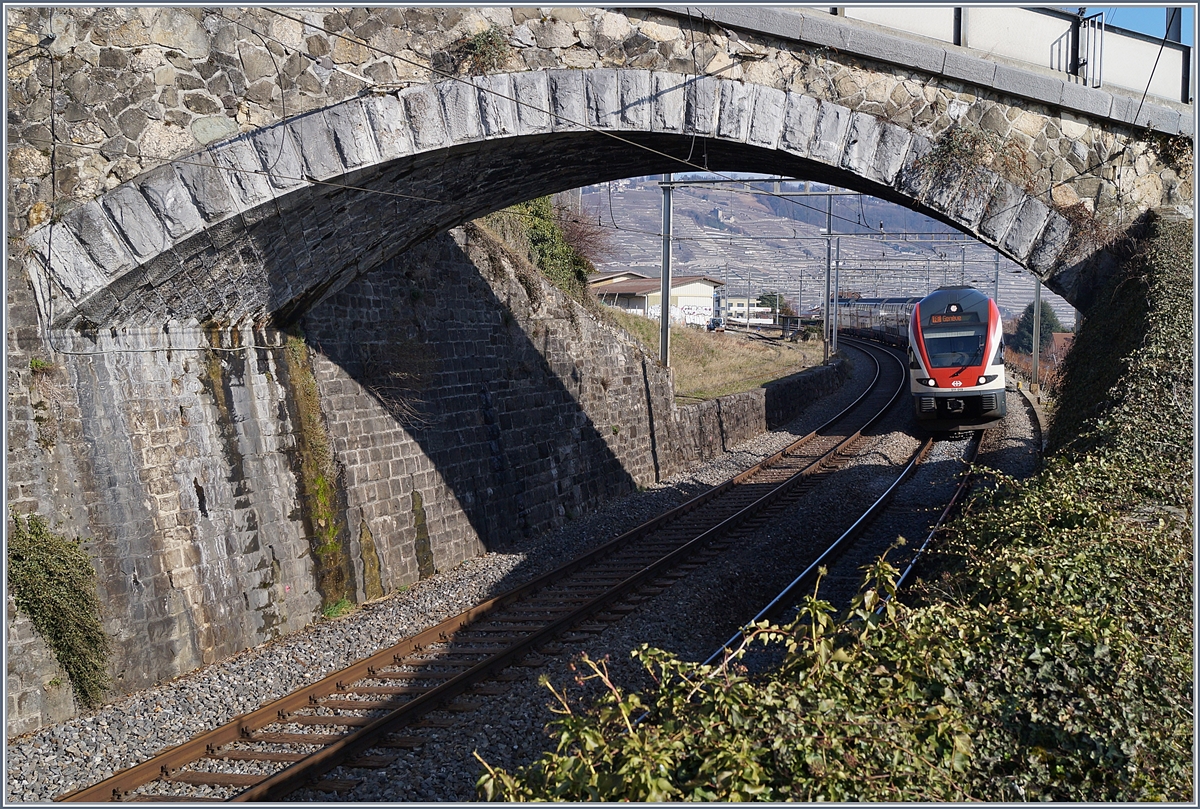 The SBB RABe 535 019 on the way to Geneva in Cully.
20.02.2018