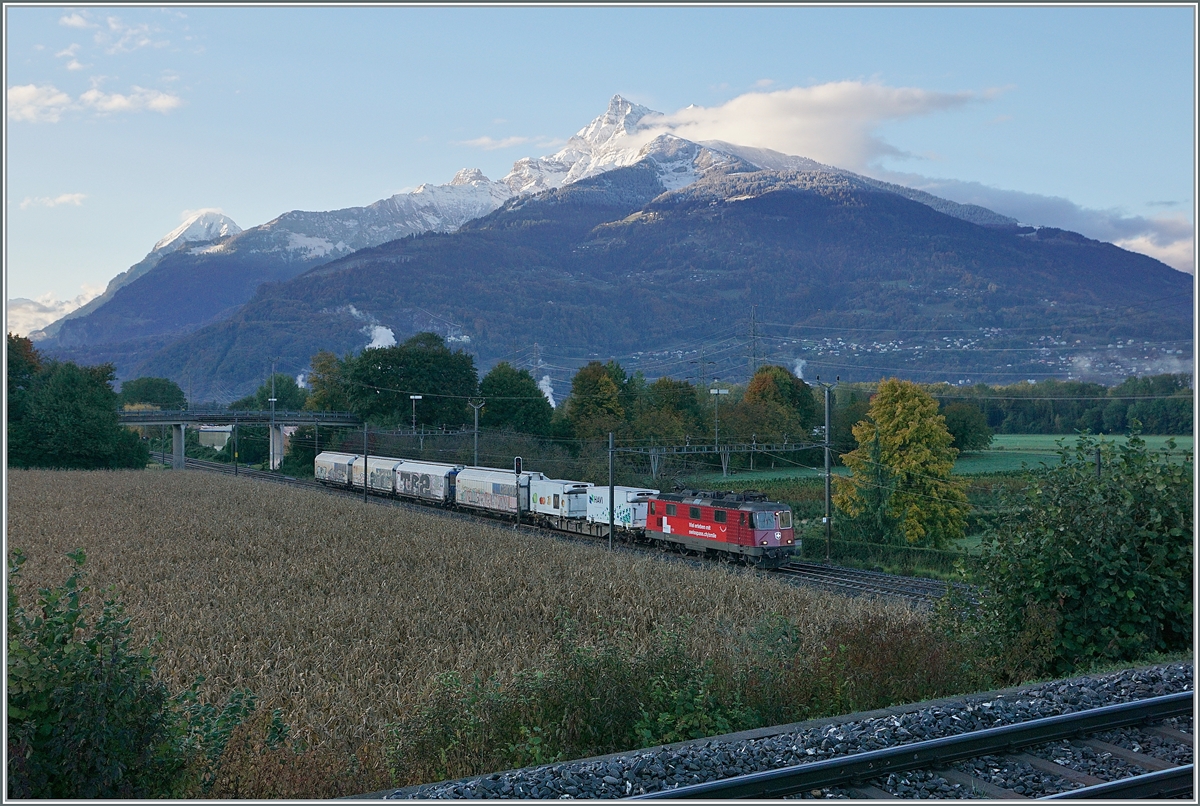 The SBB Re 420 345-1 on the way to Lausanne by St-Triphon. 

12.10.2020