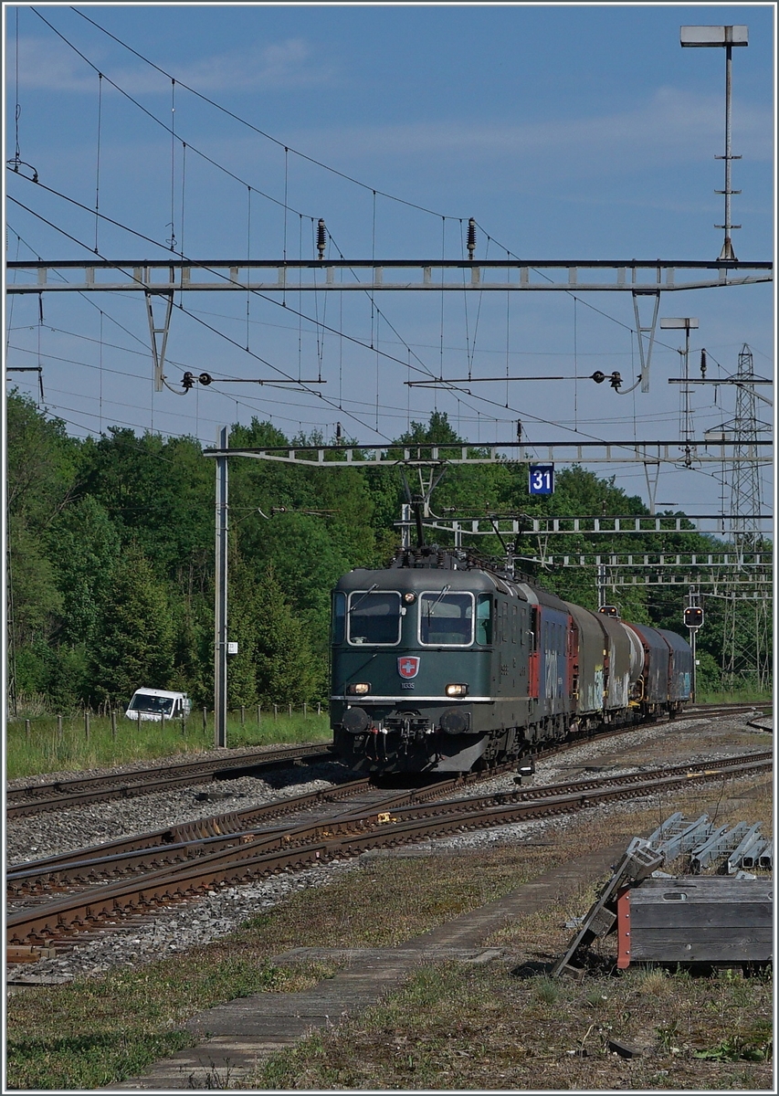 The SBB Re 4/4 II 11305 and an other one with Cargo Service on the way to St-Maurice in Roche VD. 

12.05.2022