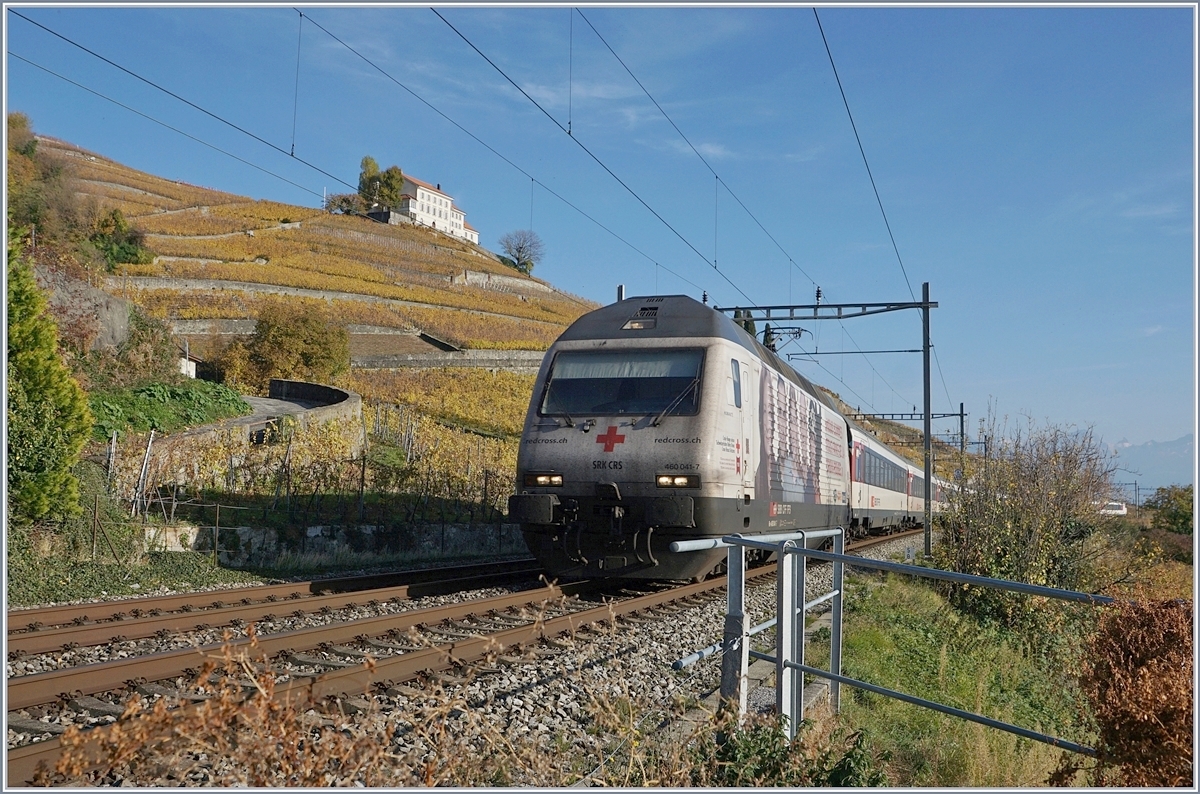 The SBB Re 460 041-7   red cross  with an IR by Lutry.
03.11.2017