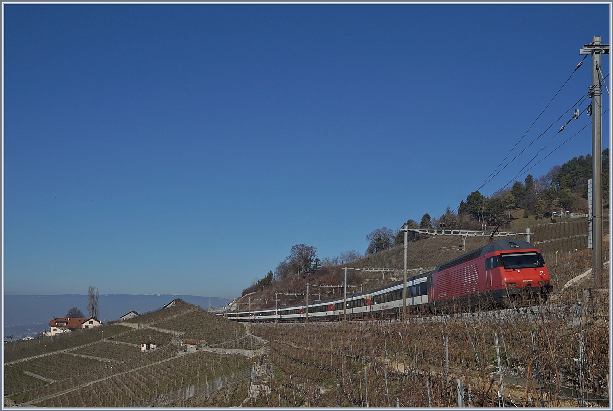 The SBB Re 460 0466 with an IR from Luzern to Geneva between Grandvaux and Bossières.

15.02.2019
 