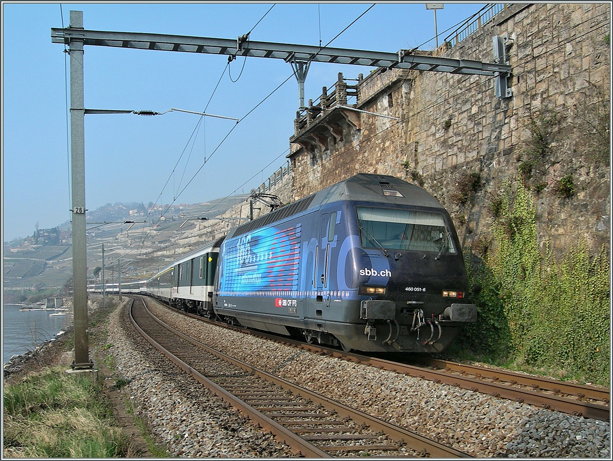 The SBB Re 460 051-6 wiht an IR by St Saphorin.
17.03.2007