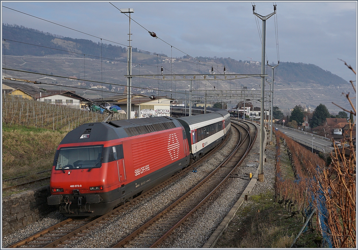 The SBB RE 460 073-0 with an IR to Brig by Cully.
30.01.2018