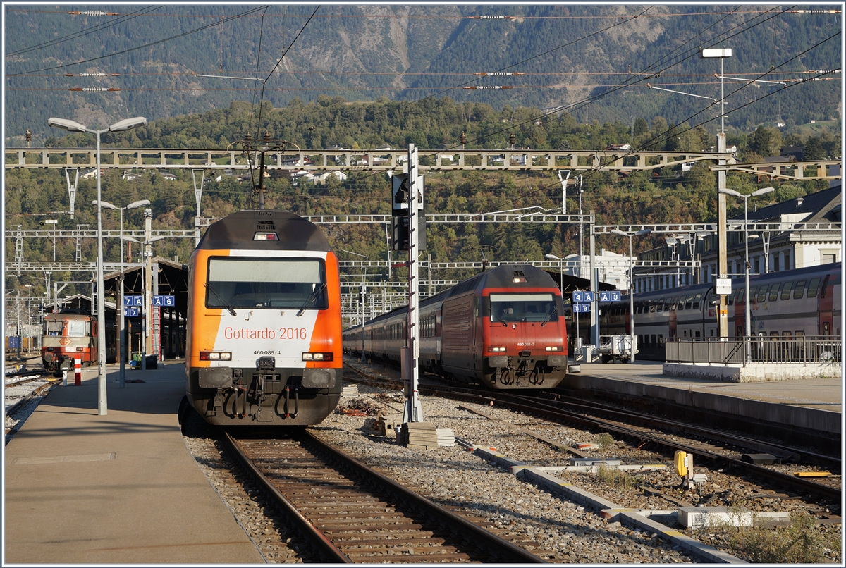 The SBB Re 460 085-4  Gottardo  in Brig.

07.10.2016