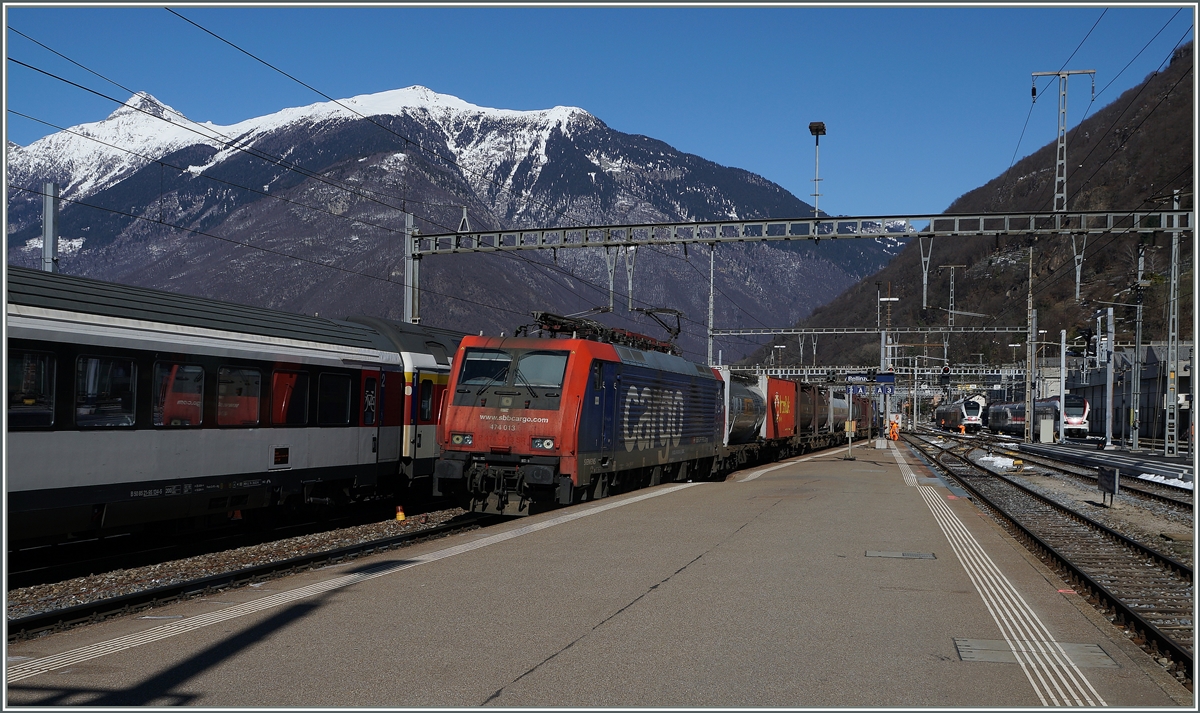 The SBB Re 474 013 in Bellinzona. 
10.03.2016