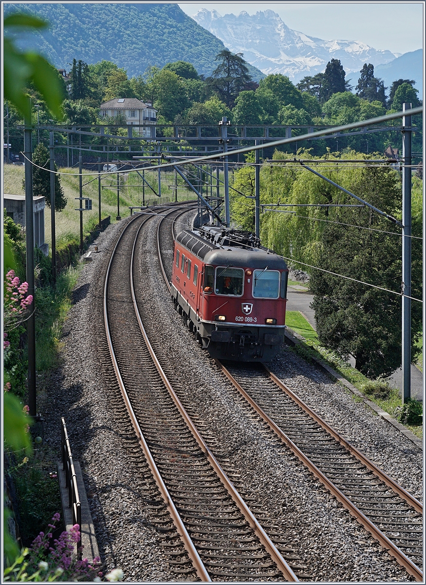 The SBB Re 6/6 11689 (Re 620 089-3)  Gerra Gambarogno  on the way to Lausanne near Villenvueve.

08.05.2020