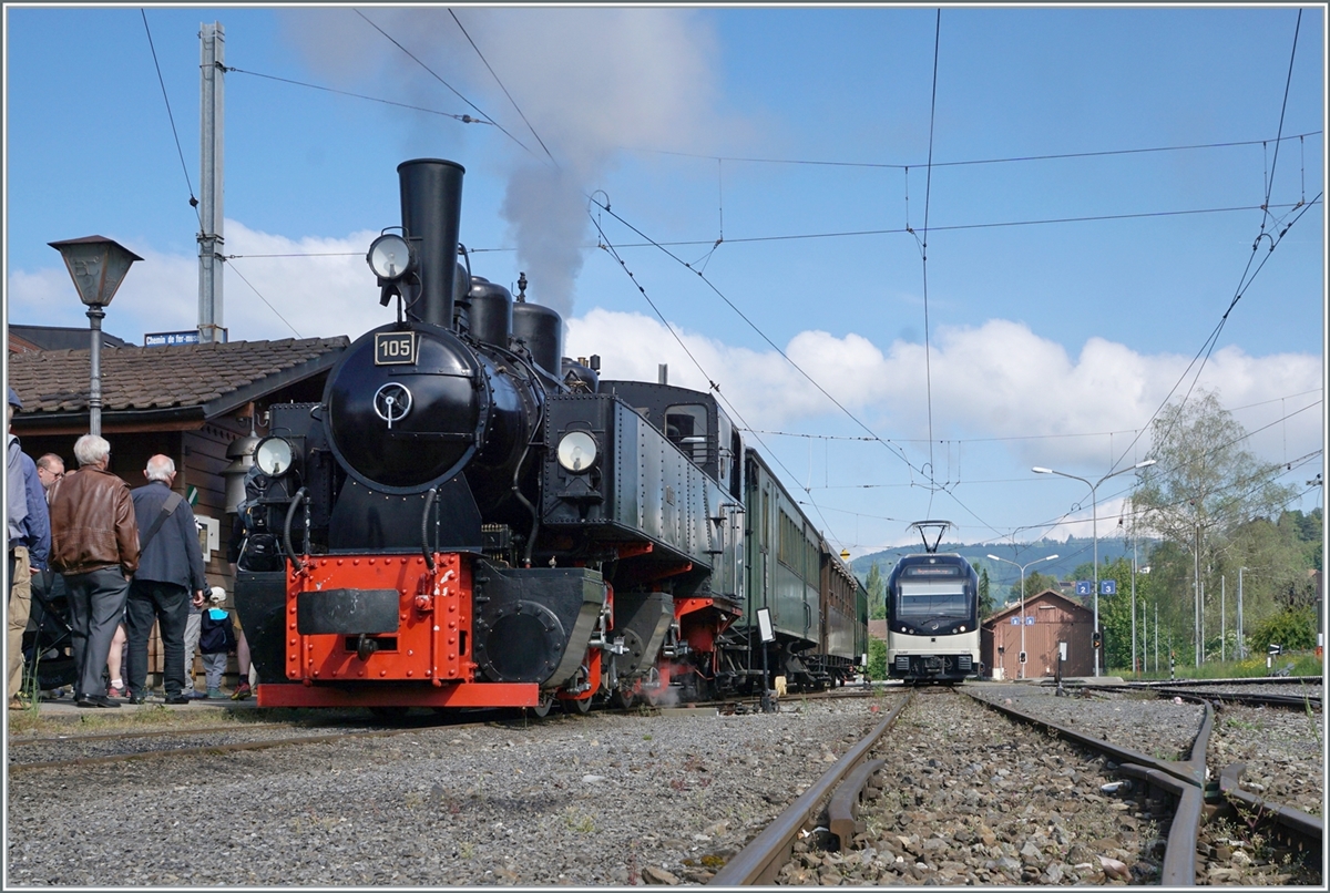 The SEG G 2x 2/2 105 by the Blonay-Chamby Railway in Blonay. 

07.05.2022