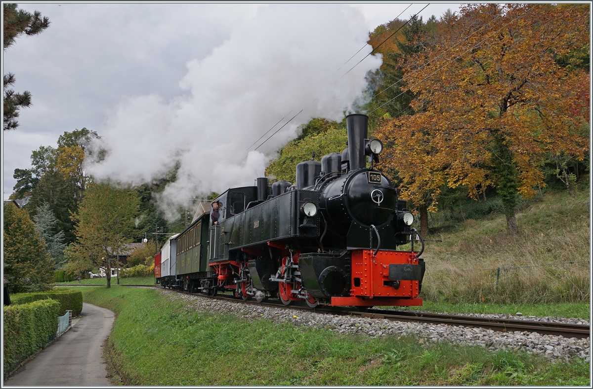 The SEG G 2x2/2 105 by the Blonay-Chamby Railway on the way to Chamby in Blonay. 

11.10.2020