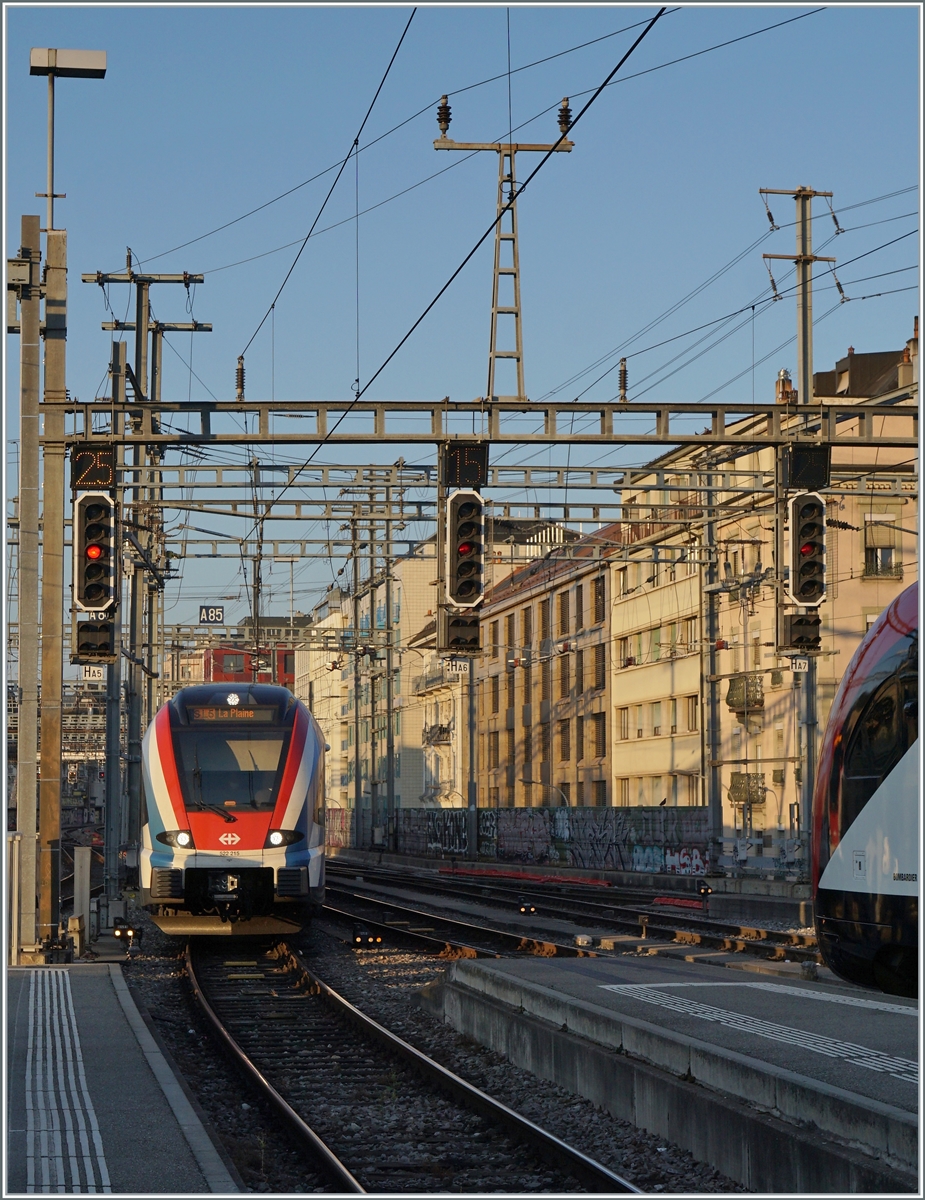 The SL5 from La Plaine is arriving at Geneva.

06.09.2021