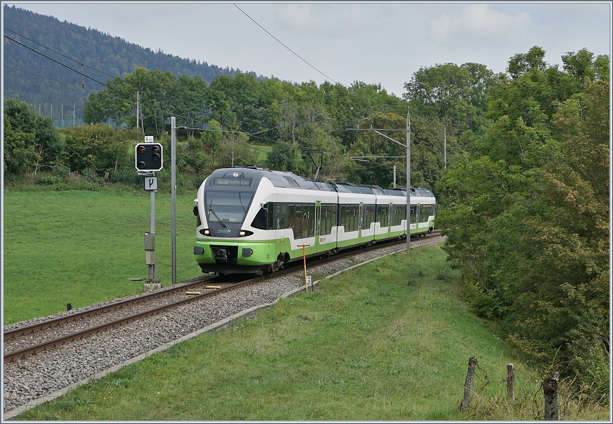 The TansN RABe 527 331 on the wy to Neuchatel by Les  Geneveys-sur-Coffrane. 

03.09.2020
