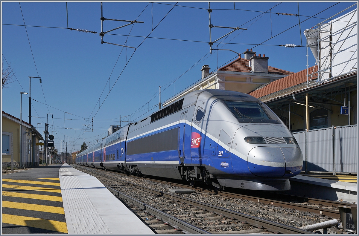 The TGV 6501 from Paris to Evian by his stop in Thonon. 
23.03.2019