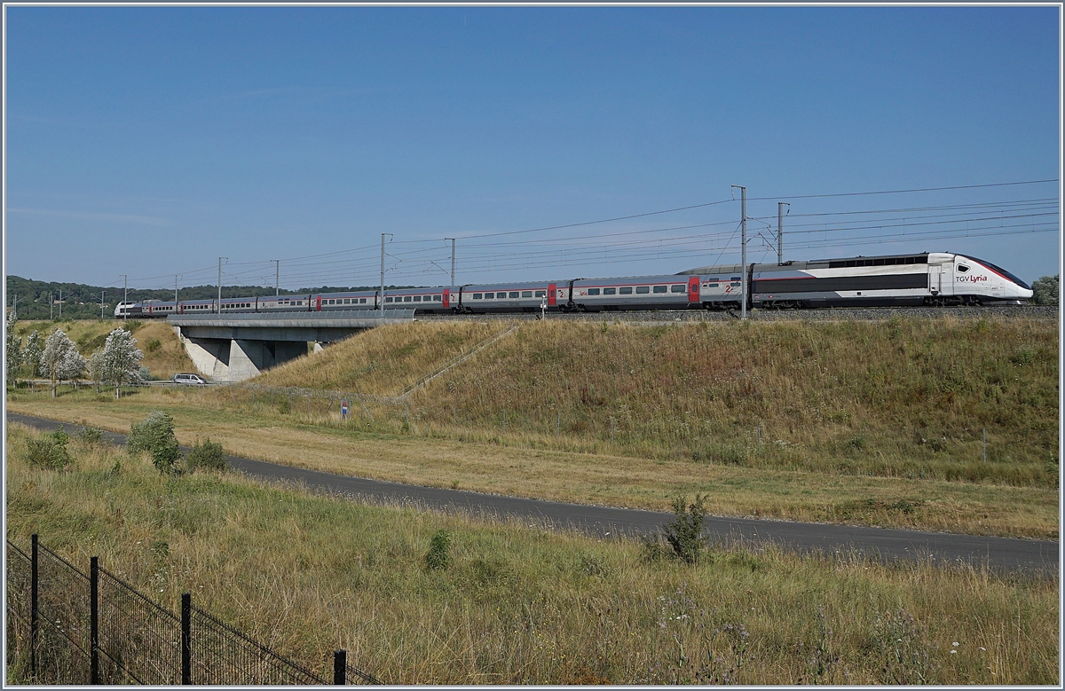 The TGV Lyria 9203 from Paris to Zürich near Meroux. 

23.07.2019