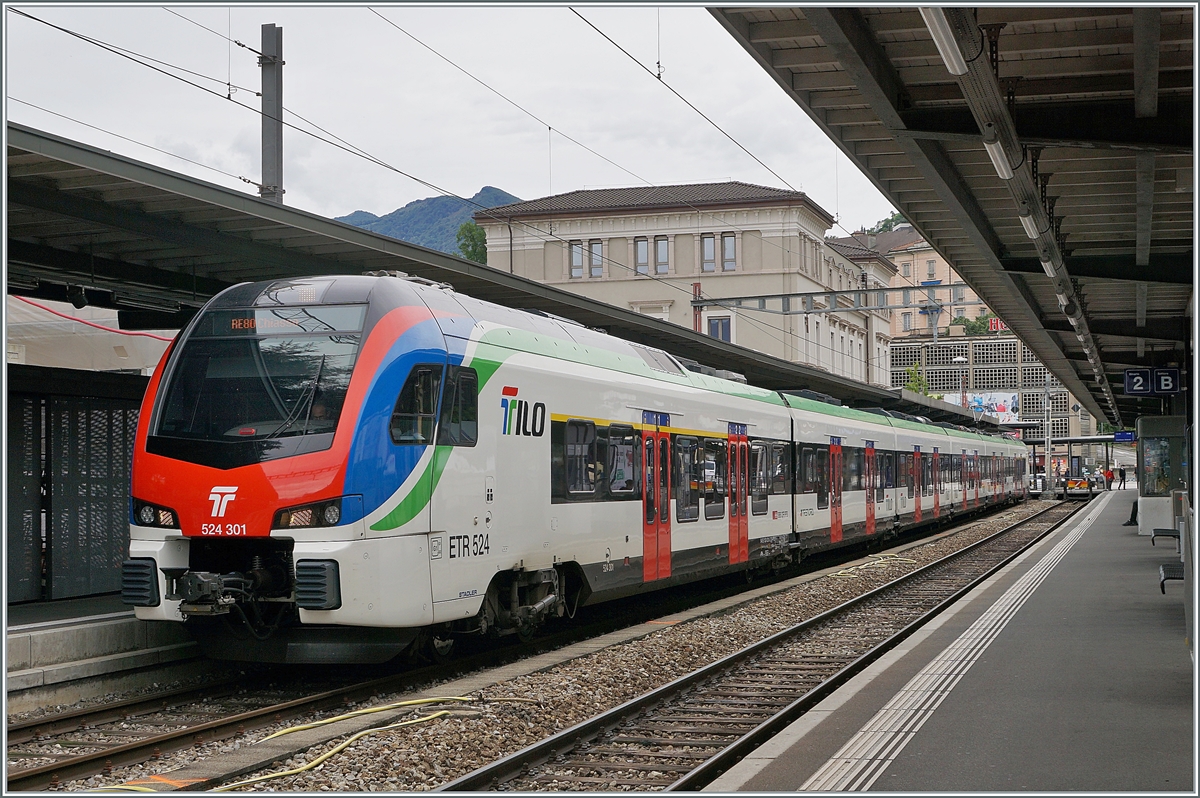 The TILO RABe 524 301 / ETR 524 301 in Locarno. 

20.09.2021