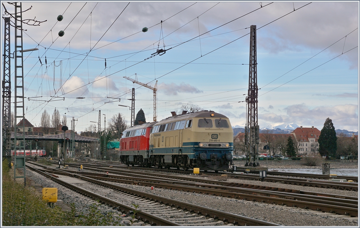 The Westfrankenbahn 218 460-4  Conny  and the DB V 218 419-0 in Lindau.

16.03.2019