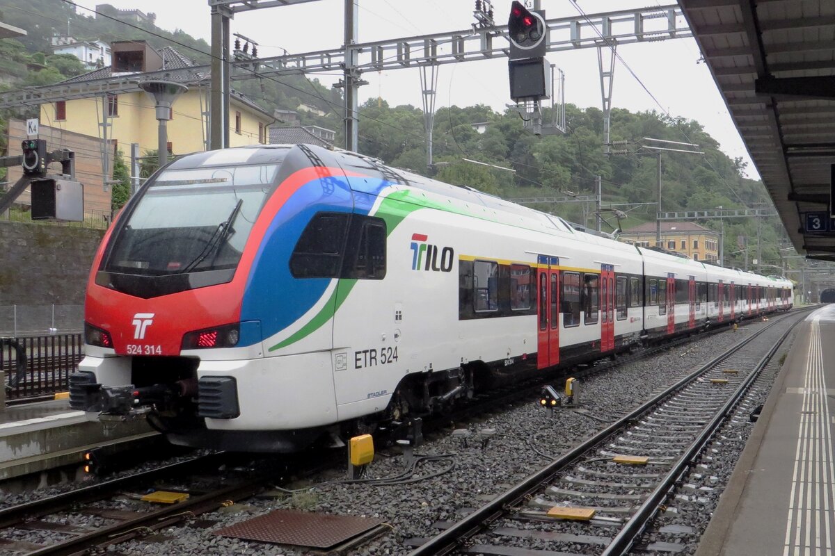 TiLo 524 314 stands at Bellinzona on 29 may 2022.