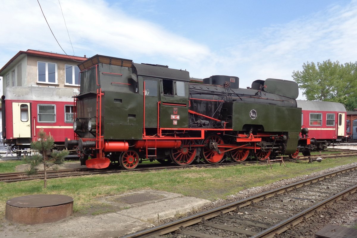 TKt 48-18 stands at Jaworzyna Slaska's Industrial Museum on 1 May 2018.