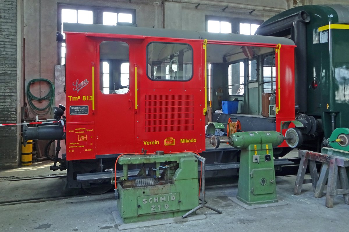 Tm 813, owned by Verein Mikado 1244,  stands in Brugg AG on 25 May 2019.