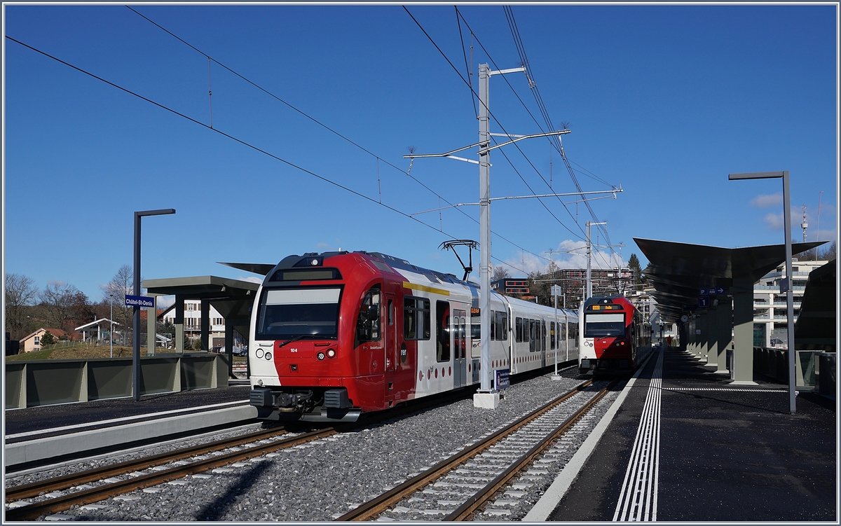 TPF local trains in the new Châtel St-Denis Station. 

05.02.2020