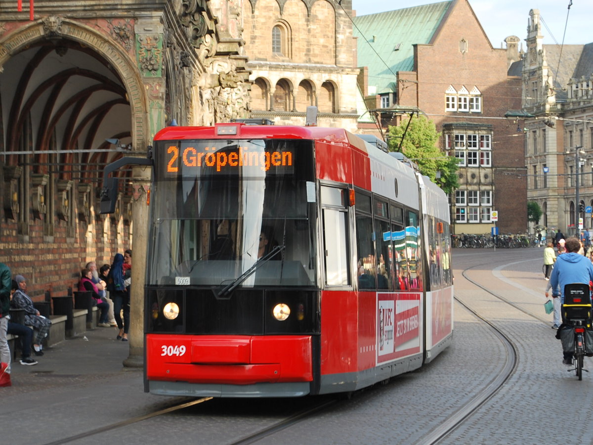 Tramway in Bremen passing the town hall on 17th June 2016.