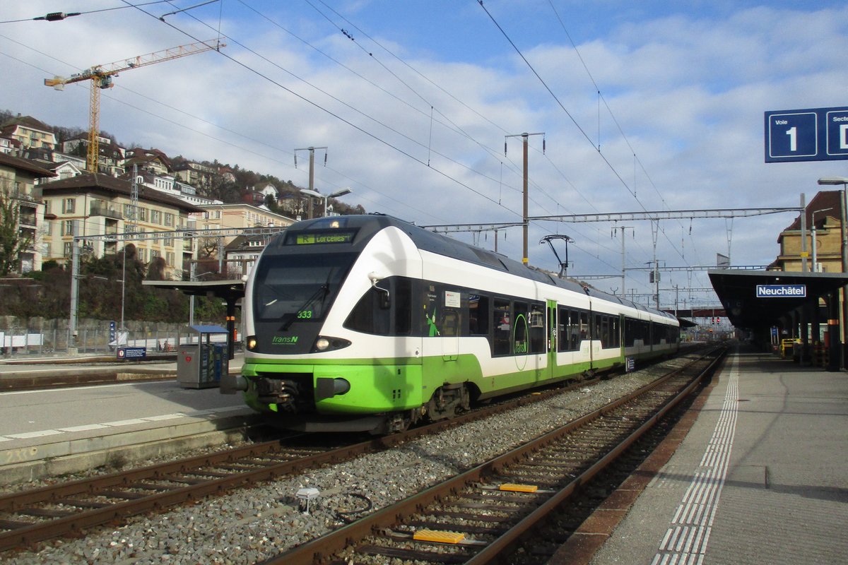 TransN 333 departs from Neuchatel on 1 Jasnuary 2019.