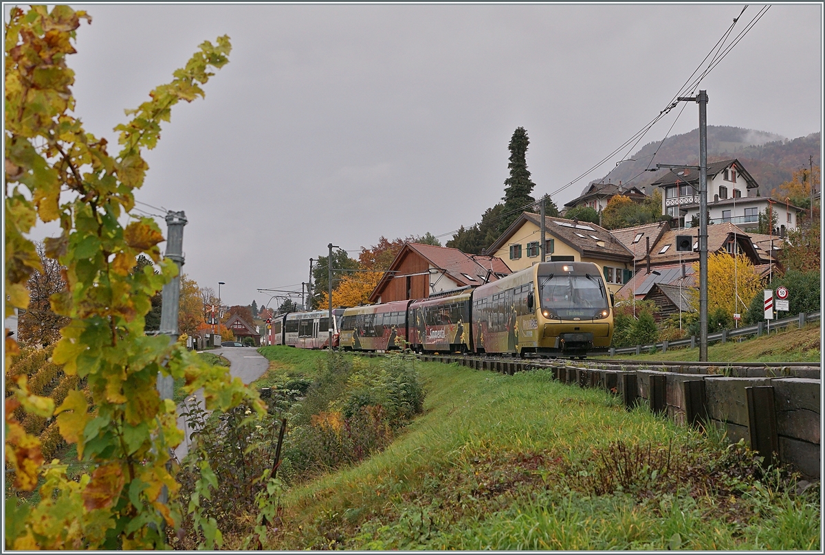 Two Be 4/4  Lenker-Pewndel  on the way from Zweisimmen to Montreux by Planchamp. 

23.10.2020