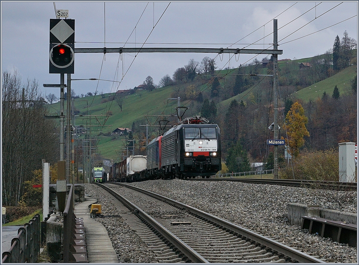 Two SBB Re 474 with a Carog Train by Muelenen. 
09.11.2017