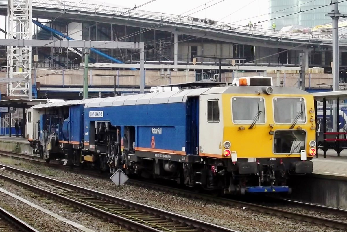 Volker Rail UniMat 103 speeds through Utrecht Centraal on 17 October 2014.
