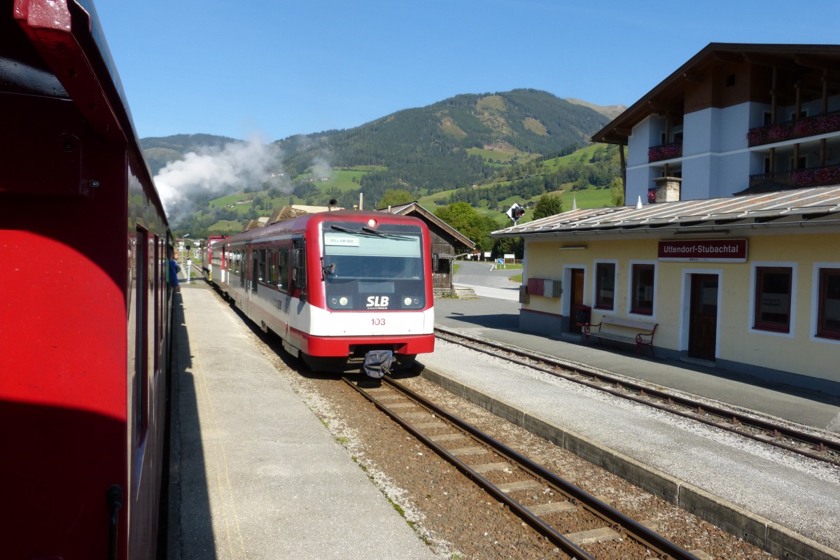 VSs 103 with a train from Krimml to Zell am See at Uttendorf, 12.9.15.