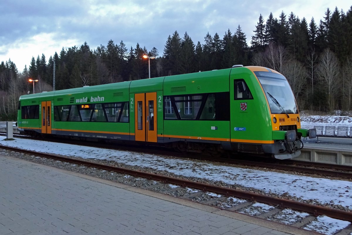 Waldbahn 650-654 stands at Bayerisch Eisenstein on 20 February 2020.