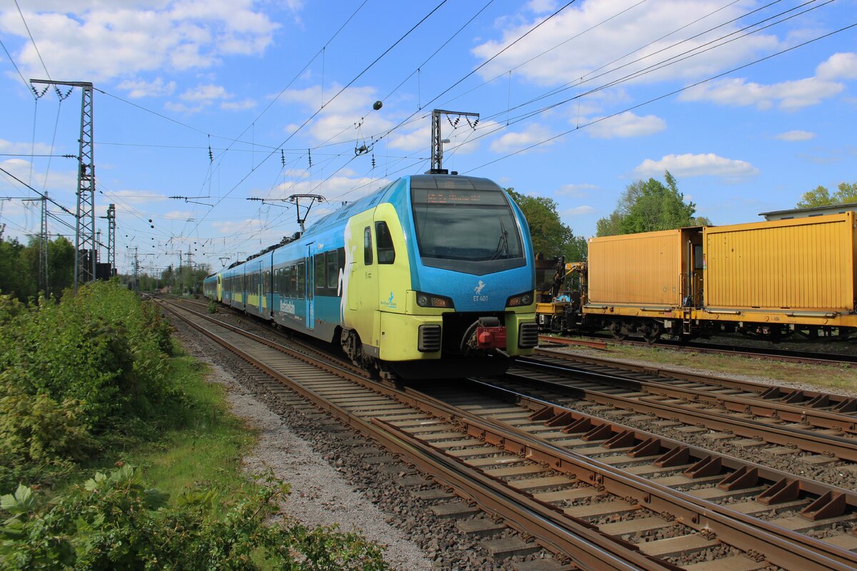 Westfalenbahn ET4-01 enters Salzbergen on 26 April 2025.