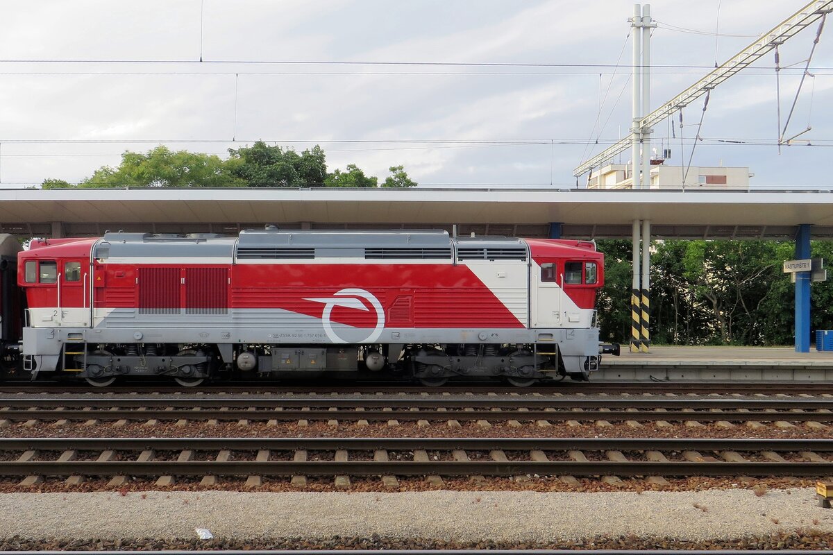 ZSSK 757 016 shows the newest design at Trnava on 22 June 2022.